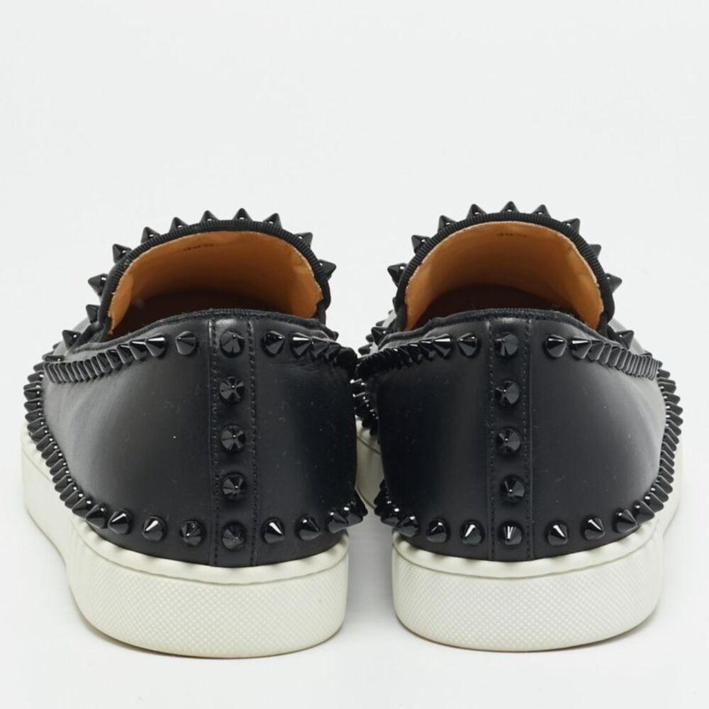 Christian Louboutin Pik Boat Size 39.5 Black Leather Slip On Sneakers - Picture 5 of 7